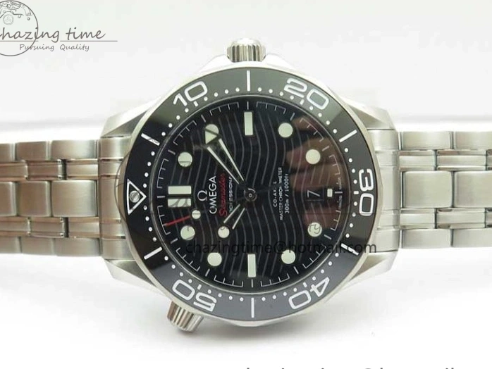 0502 EasyCare Seamaster Diver 300M ORF 1:1 Best Edition Black Ceramic Black Dial on SS Bracelet A 7870